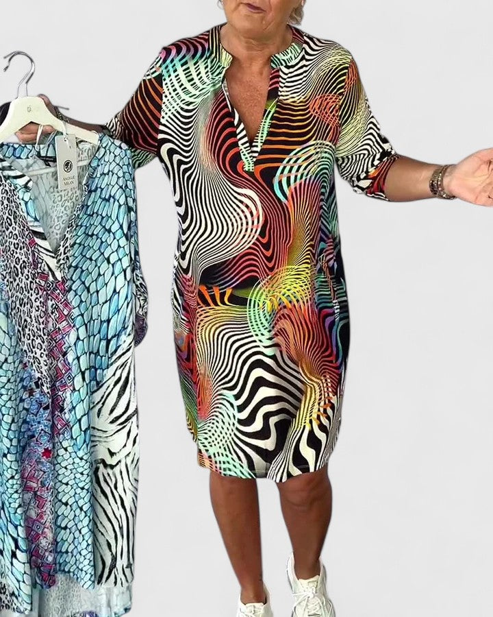 Eleri | Leaf Print V-neck Dress