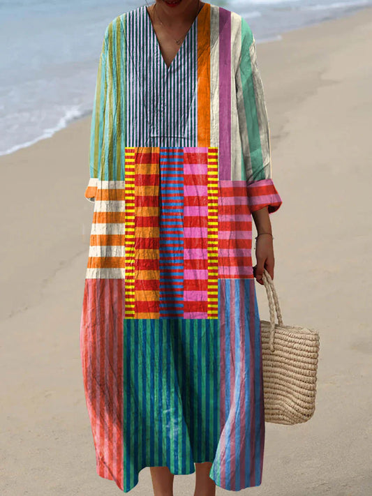 Elara | Multicolor Patchwork Maxi Dress