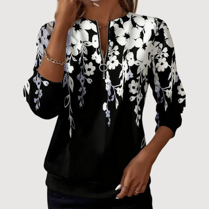Marenza | Floral Zip-Neck Top