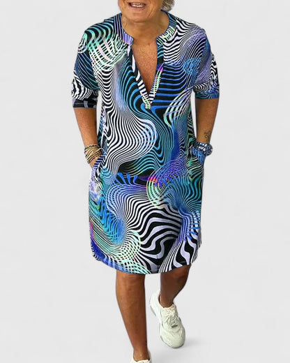 Eleri |  Leaf Print V-neck Dress
