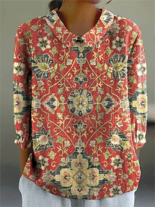 Eglantine | Vintage  Artistic Print Blouse