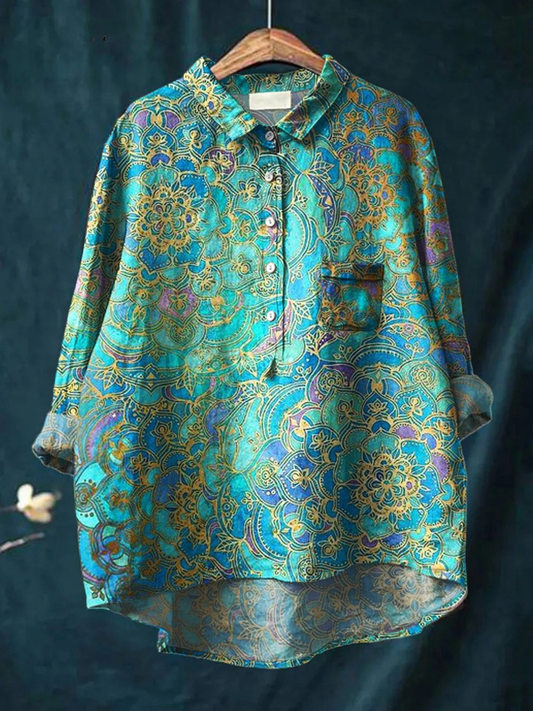 Katie | Retro Art Print Casual Shirt