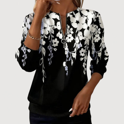Marenza | Floral Zip-Neck Top