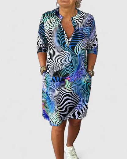 Eleri |  Leaf Print V-neck Dress
