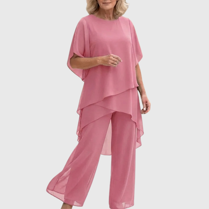 Linda | Suit with draped palazzo trousers