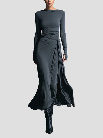 Milena | Long Sleeve Draped Midi Dress