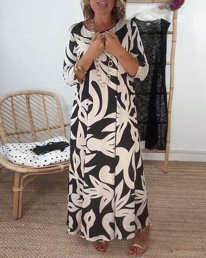Isabella | Abstract Print Maxi Dress