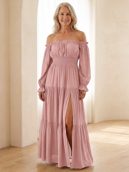 Ameline | Off Shoulder Smocked Maxi Dress