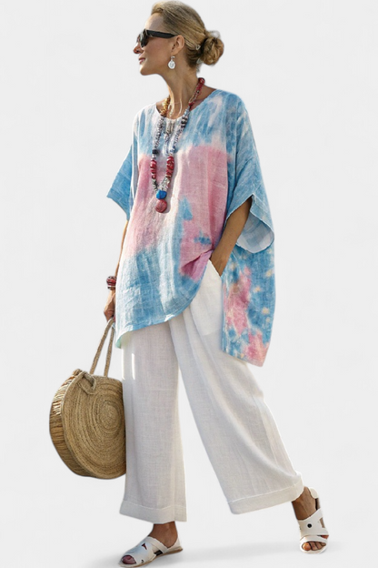 Vantrel | Comfortable Relaxed Linen Top & Striped Bamboo Trousers