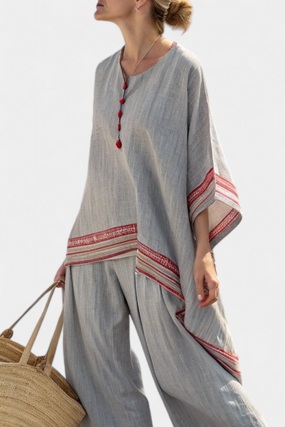 Daelric | Sophisticated Asymmetrical Blouse & Ethnic Wide-Leg Trousers