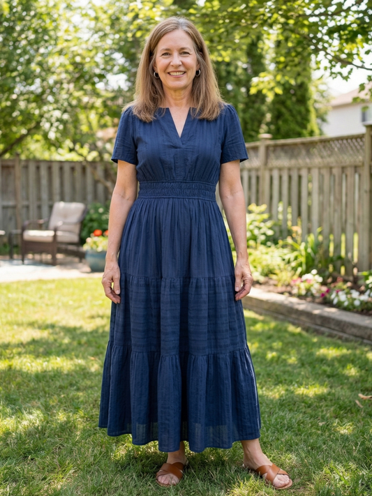 Althea | Short Sleeve Tiered Maxi Dress