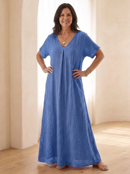 Liona | Short Sleeve Maxi Shirt Dress
