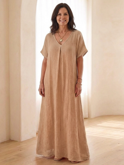 Liona | Short Sleeve Maxi Shirt Dress