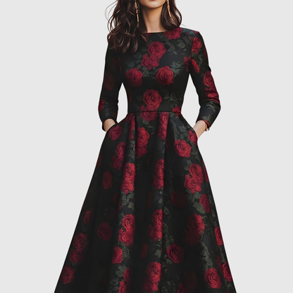 Lilla | Elegant Vintage Maxi Dress With Floral Print