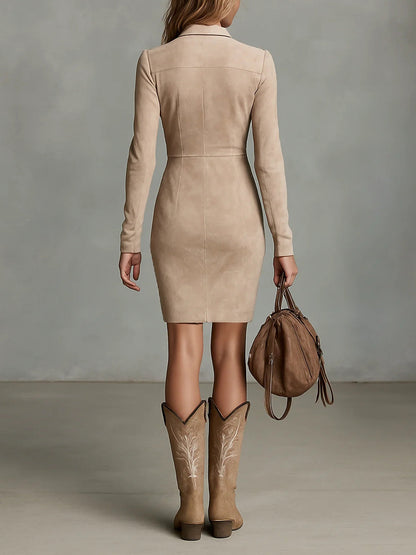 Harper | Slim Suede Midi Dress