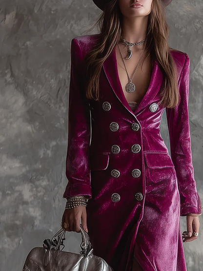Millie | Long Velvet Blazer Maxi Dress