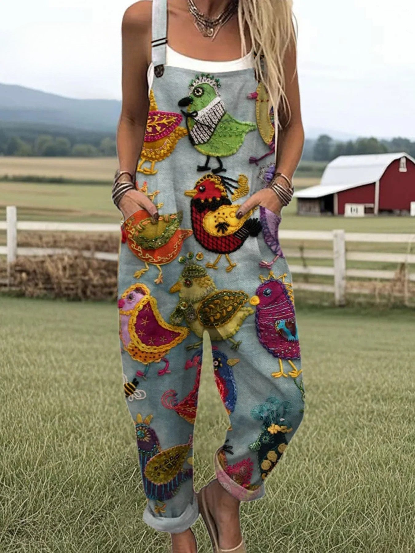 Annabelle | Vintage Colourful Bird Jumpsuit