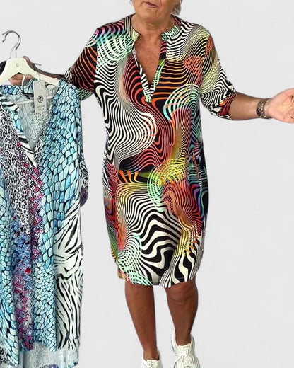 Eleri |  Leaf Print V-neck Dress