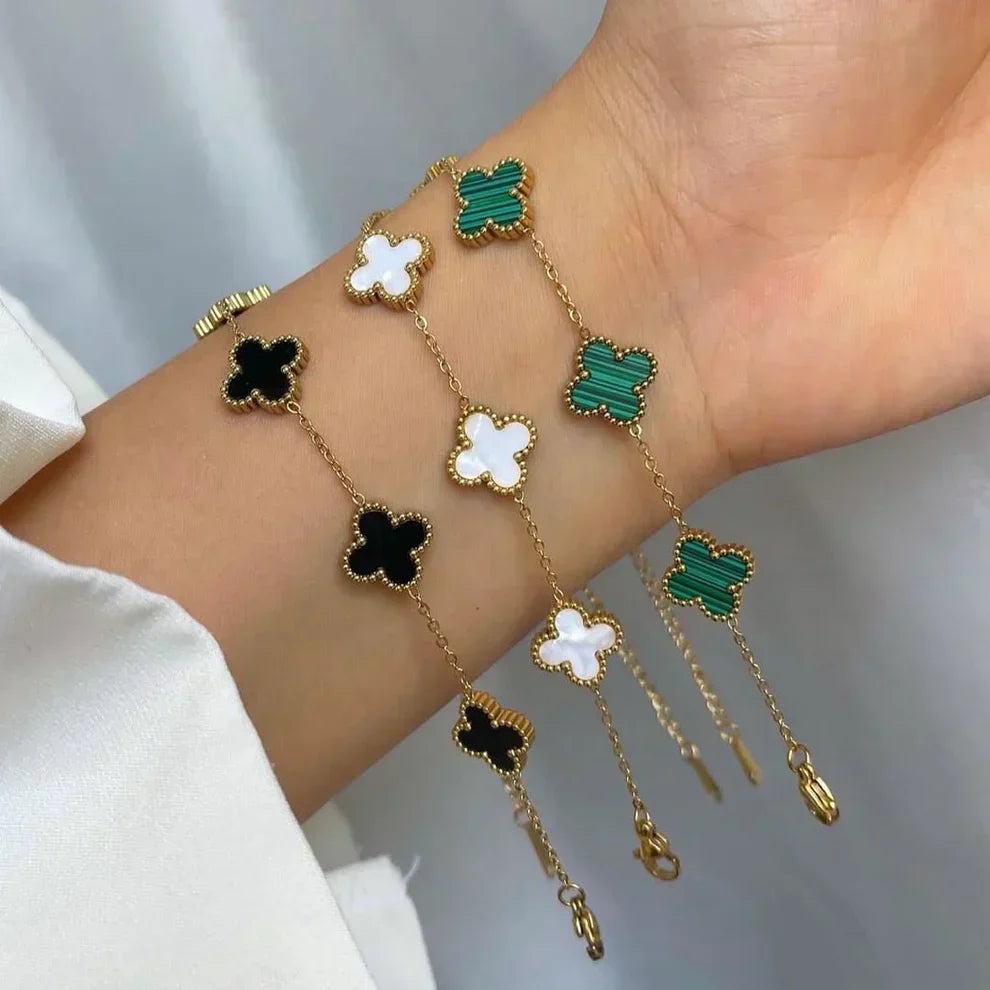 3-Leaf Clover Bracelet Set